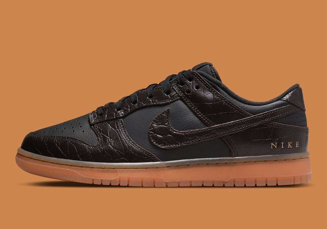 Size 10 - Nike Dunk Low SE Chocolate Croc DV1024-010 195870557133