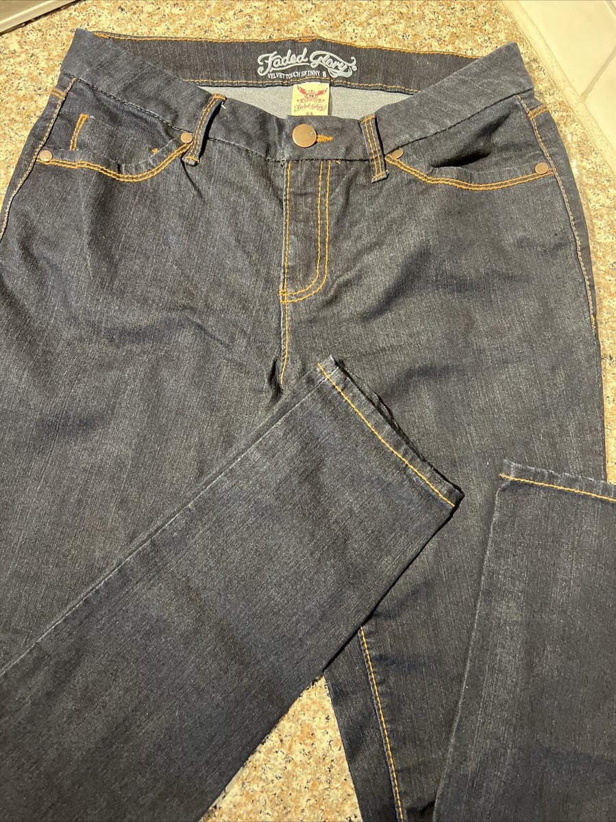 Faded glory jeans size 8A Velvet touch skinny jeans Dark Wash | eBay