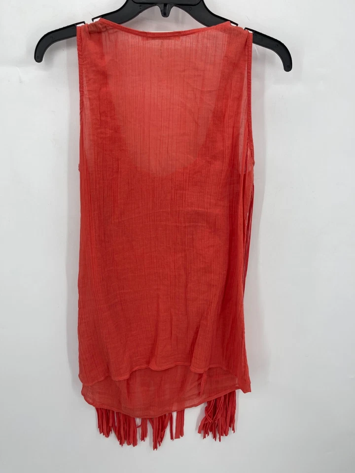 Top Monoreno Mujer Grande Melón Rosa Naranja Sin Mangas Bordado Flecos Boho Foto 2 de 4