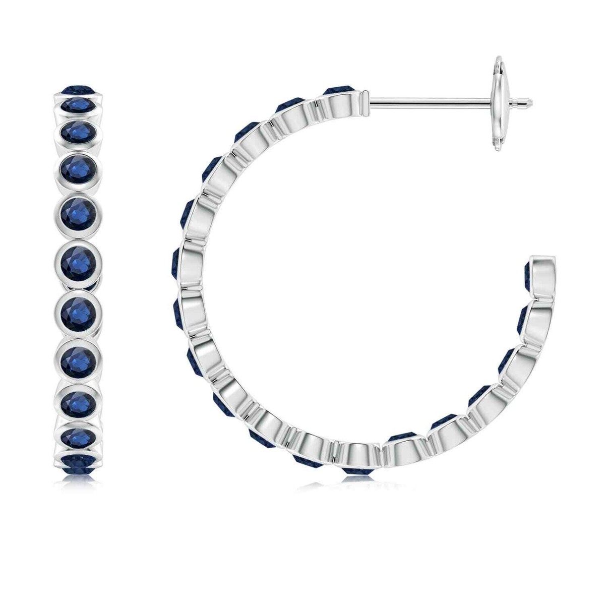 ANGARA Natural Ct Sapphire Inside-Out Medium Hoop Earrings in