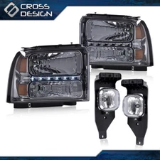 Fit For Ford F250 F350 05-07  Super Duty Headlights W/ LED Strip & Fog Lights