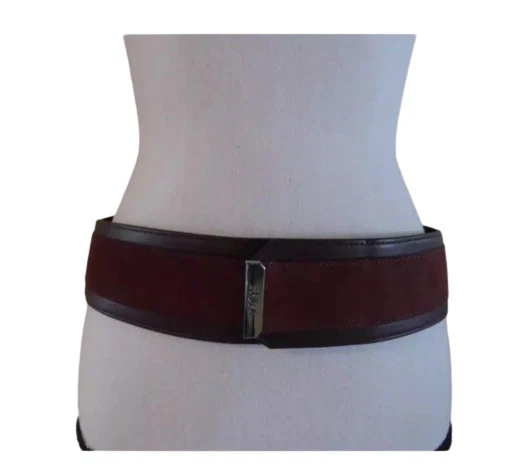 Cinturón elástico Ralph Lauren para mujer vendido ancho granate rojo gamuza cuero cinturón Foto 3 de 4