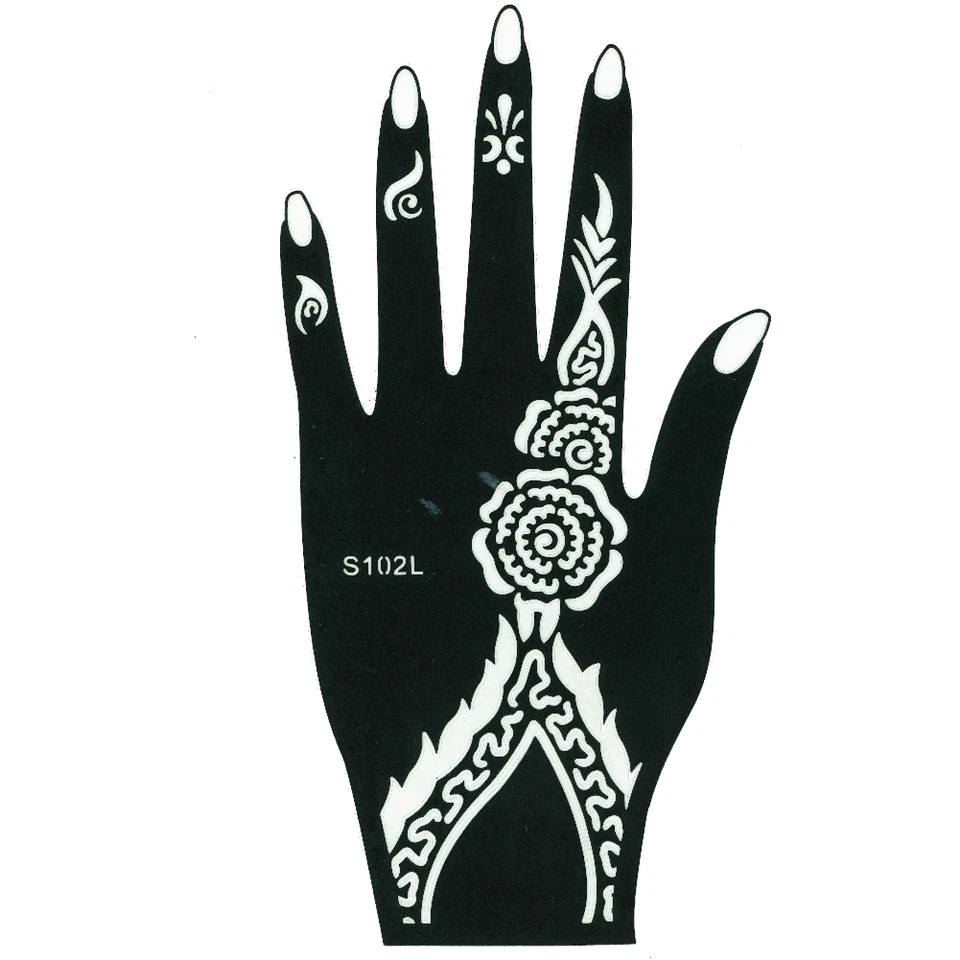 JUSTFOX Henna Tattoo Schablone Kina Fußbemalung Dövme Hand Links Mehndi