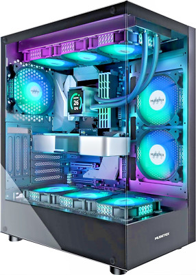 MUSETEX Gaming PC Gehäuse ATX,6 PWM ARGB Lüfter Vorinstalliert, Mid Tower