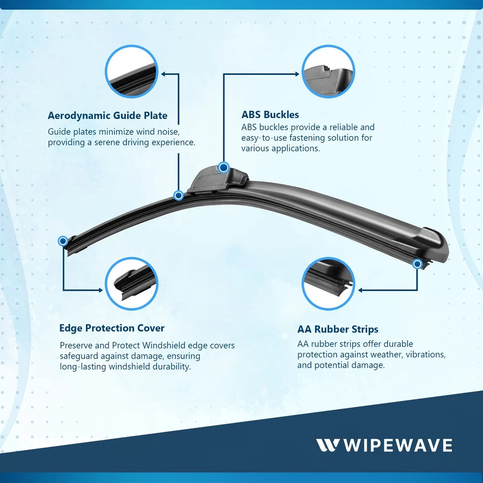 2pcs Wiper blades Set for Chevrolet Cruze 09-16 Front Windscreen | WipeWave — 第 2/4 张图片