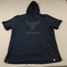 Under Armour Project Rock Hoodie Mens Large Blue Gym Sweatshirt Charged Cotton