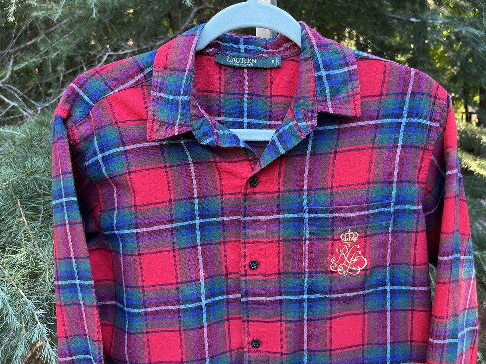 LRL RALPH LAUREN Size Small Womens Sleep Shirt Red Plaid Cabin Gold lrl-ralph-lauren-size-small-womens-sleep-shirt-red-plaid-cabin-gold