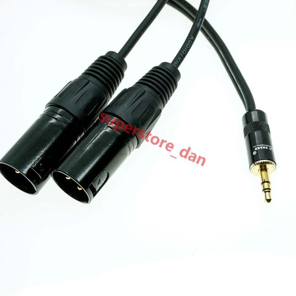 New 1/8" 3.5mm male Stereo TRS Audio to Dual 2 3 pin XLR male cable Golden - Image 4 of 4
