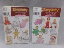 Lot of 2 UNCUT Simplicity Archives Baby Doll Patters 4707 & 5215