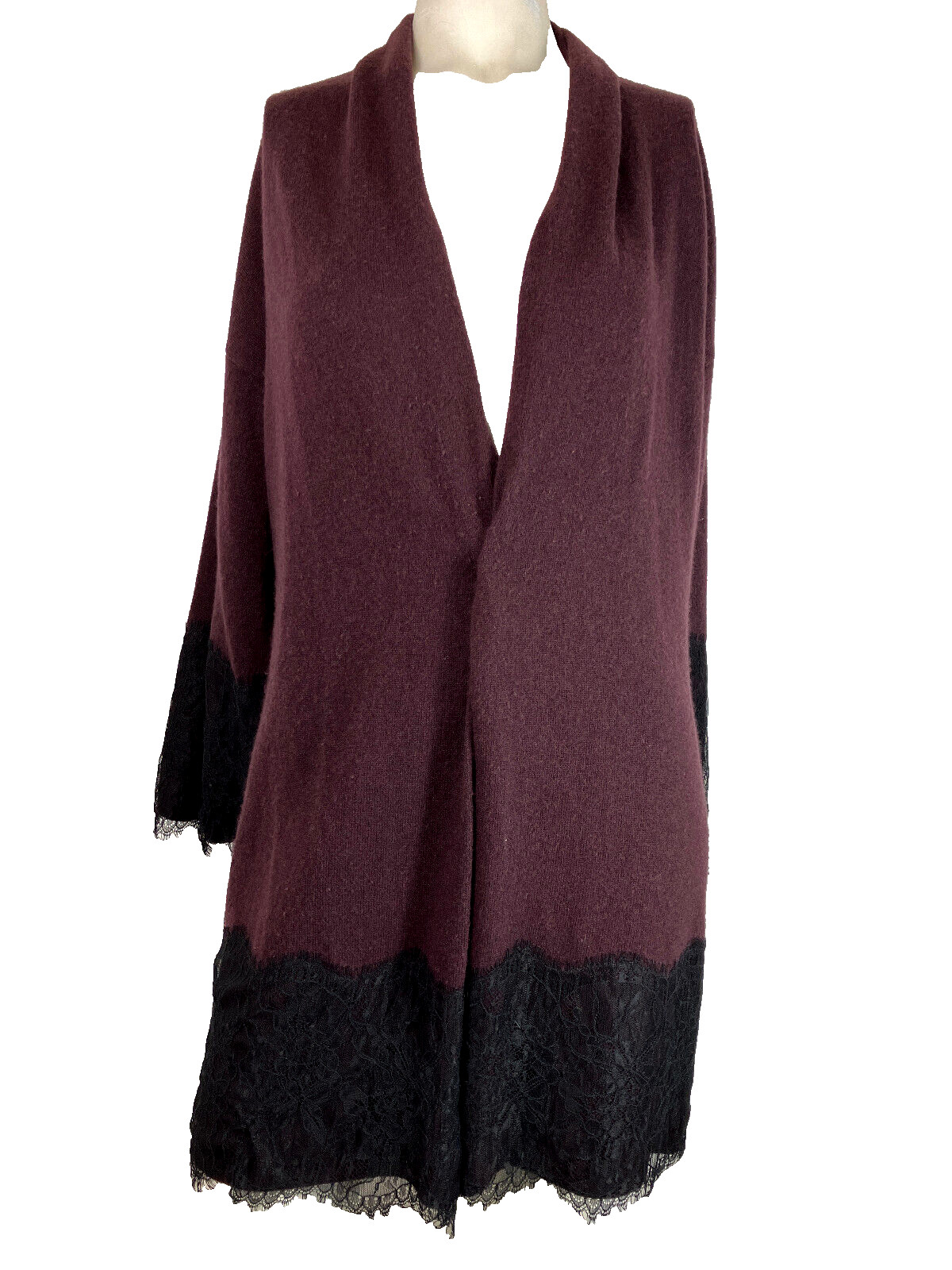 S Neiman Marcus Cashmere Plumb Lace Edge Open Sty… - image 1