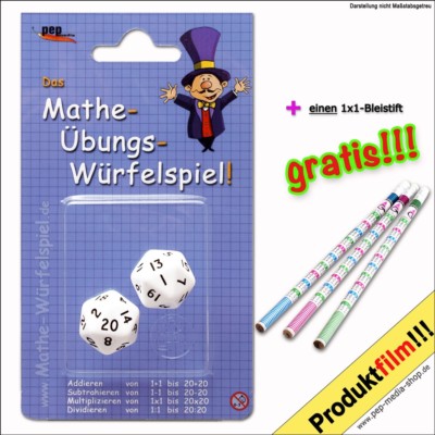 Mathe - Übungs - Würfelspiel // Rechnen - 1x1 - 1mal1 - Einmaleins + Rechenstift