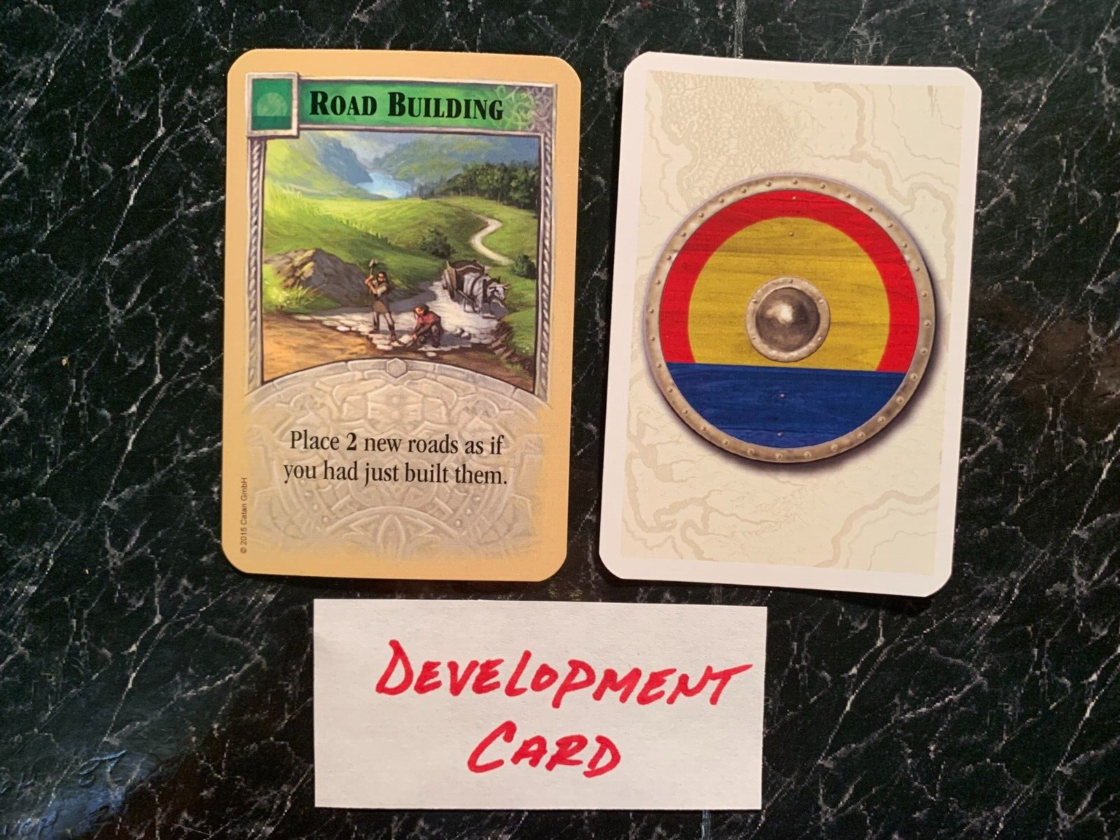 Catan DEVELOPMENT ROAD BUILDING CARD 2019 Klaus Teubers Trade Build Settle  | eBay