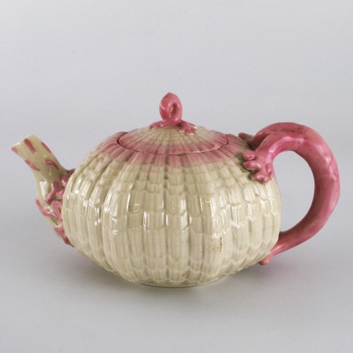 Belleek Tridacna Pink Teapot First Black Mark 1880s Antique - Picture 16 of 16