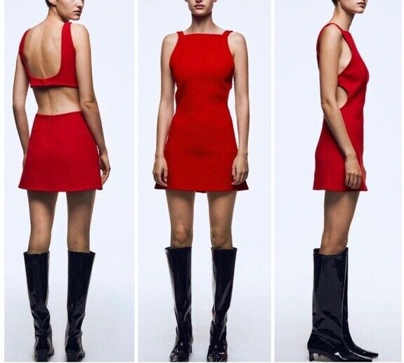 Last NWT ZARA CUT OUT MINI DRESS RED 8906/522 | eBay