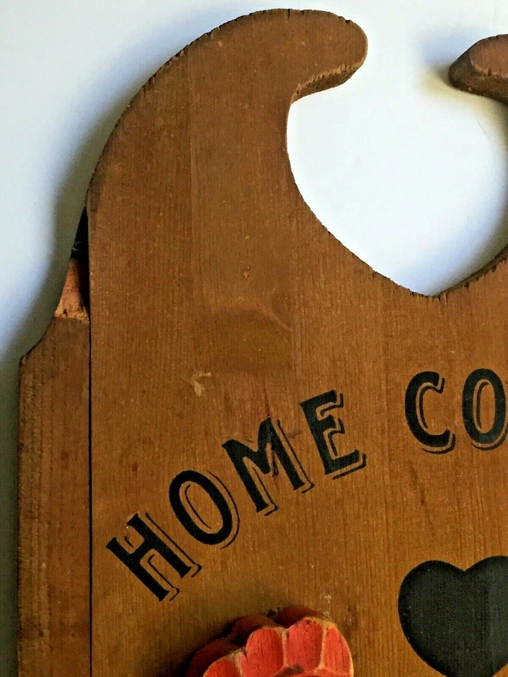 Primitive Wooden 3D Nesting Hen Wall Plaque HOME COOKING Country CHIPPED 19x11" - Image 2 of 4