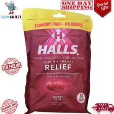 Halls ECONOMY PACK Cherry Cough & Throat Relief 80.ct Cough Drops Fast Ship USA