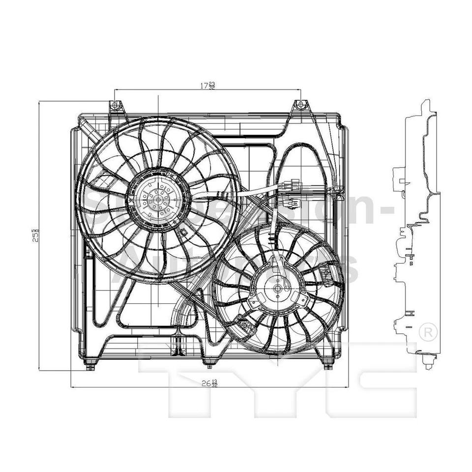 Radiador duplo TYC e ventilador condensador compatível com 2003 2004 2005 2006 Kia Sorento_SU - Imagem 2 de 3