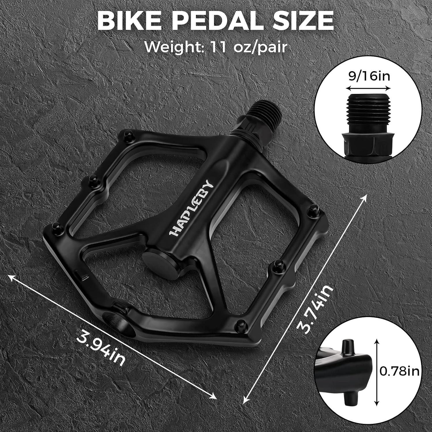 Hapleby 9/16 Bike Pedals – Flat MTB & Road Pedals with Wrench