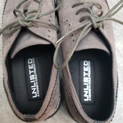 Kenneth Cole Unlisted 9M Gray Textile Faux Suede Wing Tip  display picture 3