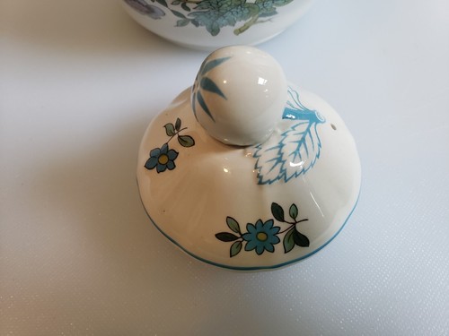 Vintage SPODE Mulberry Coffee Pot Porcelain ENGLAND Blue Florals Bluebird 8" - Picture 8 of 12