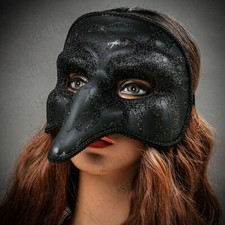 Men's Black Venetian Classic Long Nose Masquerade Dress Up Costume Party Mask