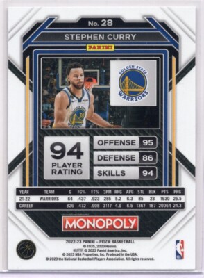Stephen Curry 2022-23 Panini Monopoly Prizm Basketball Base