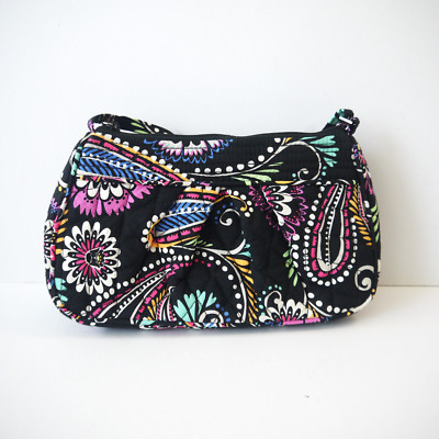 Vera Bradley Small Crossbody Black Paisley 'Bandana Swirl' Frannie 5.5'' ht 