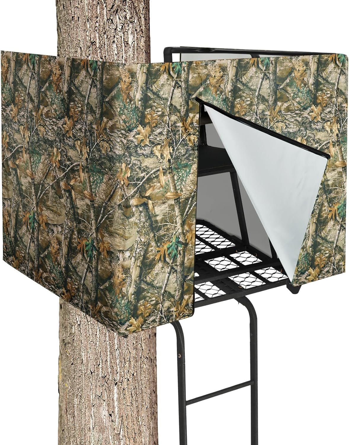 Deer Hunting Tree Stand Blind Kit Lightweight，Universal Ladder Camo Tree Stand B