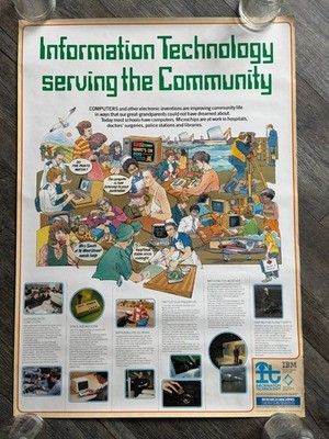 IBM Poster Vintage Tech Information Technology Community UK Computer 1980's