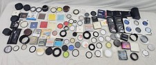 BIG LOT OF VINTAGE CAMERA FILTER LENSES & CON...