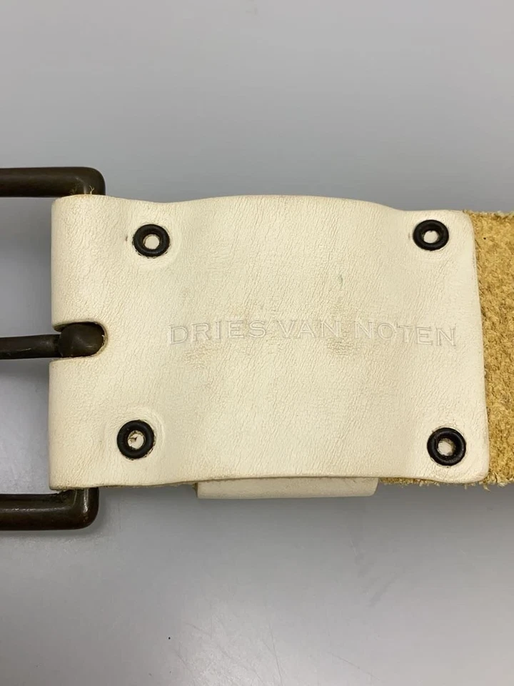 Cinturón de cuero para hombre DRIES VAN NOTEN en blanco Foto 3 de 4