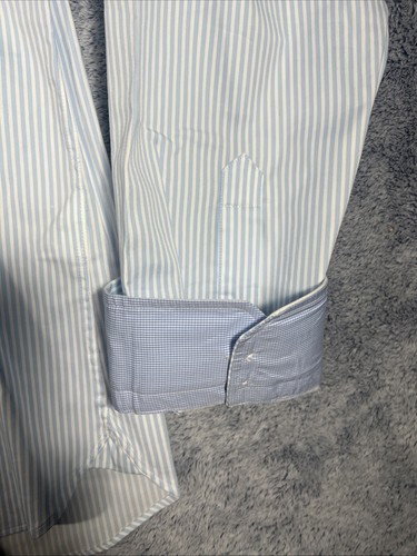 Ted Baker Endurance Nuevo con Etiquetas Para hombres 18 Azul Blanco Rayas LS Puños Abatibles Elásticos - Imagen 8 de 22
