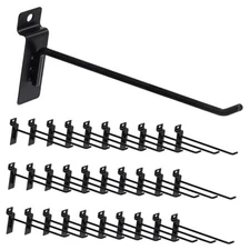 30Pcs/20CM Silver Slatwall Panel Hooks, Heavy Duty Slat Wall 8 Inch Black