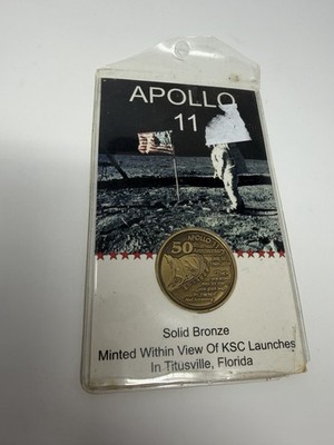 Apollo 11 Solid Bronze Coin for 50th Anniversary 2019 On Commemorative Card