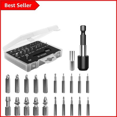 Müheloses 22-teiliges HSS Schraubenausdreher Set mit Steckschlüsseladapter & Halter