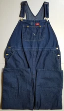 Dickies Denim Bib Overalls Adjustable Pockets Comfort Blue Workwear Men's 44x30