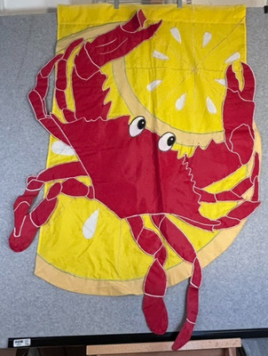 EVERGREEN Crab Flag 32x43 inch Nylon Tab 2-Sided Heavy Duty Nylon Some Stains