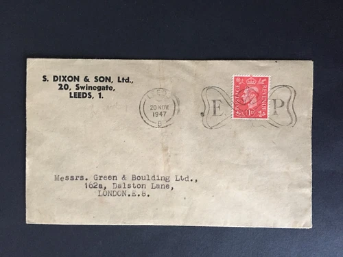 GB 1947 E*P WEDDING SLOGAN POSTMARK FIRST DAY USE ON S. DIXON & SON ADVERT COVER