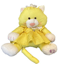Vintage 1986 Fisher Price Puffalump Yellow Cat Kitten Dress Plush 8002 Nylon