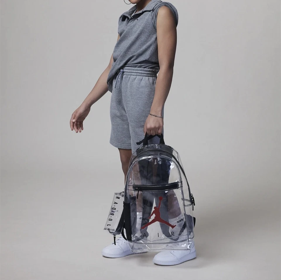 Jordan Jumpman Mochila Transparente Estojo Lápis - Preto Vermelho - Bolsa Escolar NOVA COM ETIQUETA 🔥 - Imagem 4 de 4