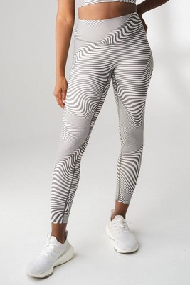 Women's Ankle Legging White Striped Athletic Yoga Sports