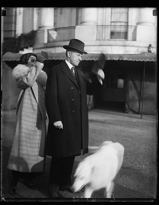 President Calvin Coolidge Mrs Coolidge White House 1920s Dog Coat Outdoors