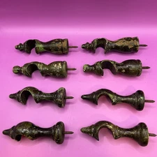 Antique Carved finials, 4 pairs please note the far 2 back pairs are  different 