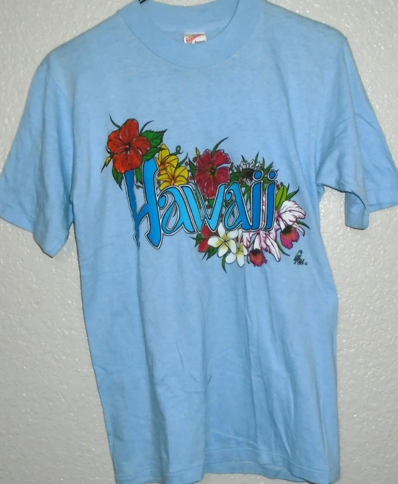 vintage 80s HAWAII t shirt poly tees Sunstrokes sun strokes Medium - Image 2 of 4