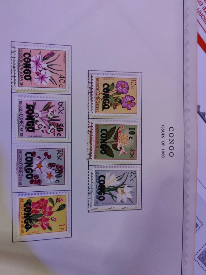 Congo, sello postal, #323-340 como nuevo LH, 1960 flores, JFZ Foto 2 de 4