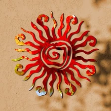 12 Inch Sun Metal Wall Art Outdoor Decor Wacky Large Pool Decorations for Home