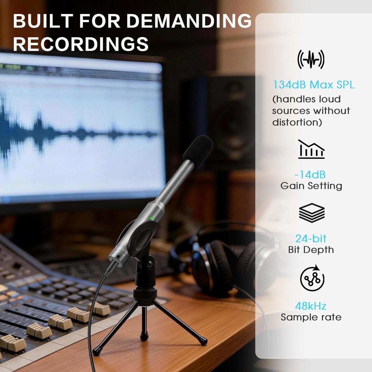 ZXQDRE Measurement Microphone, Professional Calibrated Microphone