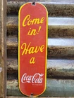 VINTAGE COKE PORCELAIN SIGN OLD SODA COCA COLA GENERAL STORE SCREEN DOOR PUSH