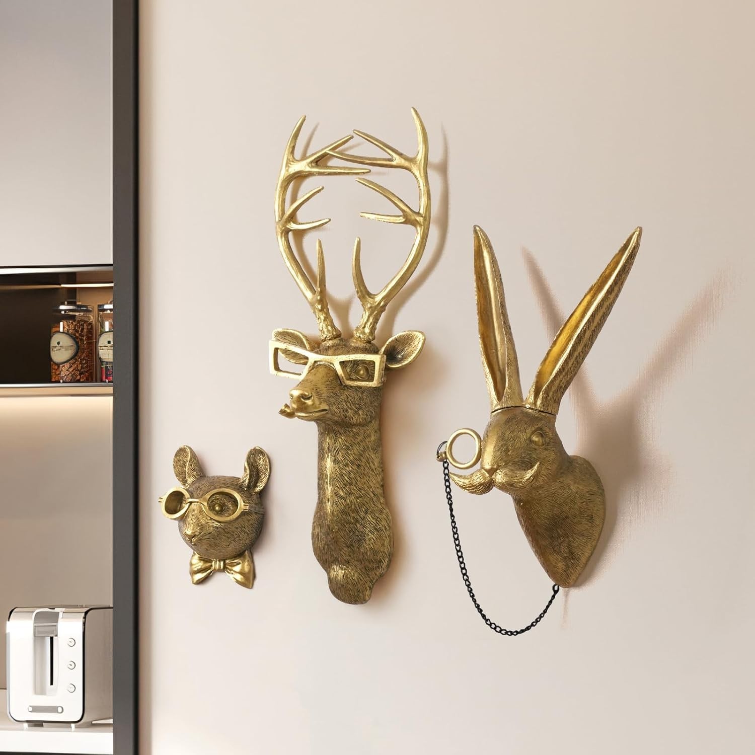 Unique Faux Deer Head Mount - Rustic Resin Wall Art for Home Aesthetics