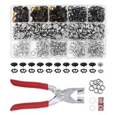 Black Metal Snap Button Kit with Fastener Tool for Clothing Leather Crafting